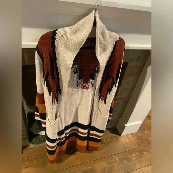 SHYANNE WOMEN'S SOUTHWESTERN STRIPED DUSTER CARDIGAN Medium Boho - Picture 6 of 10